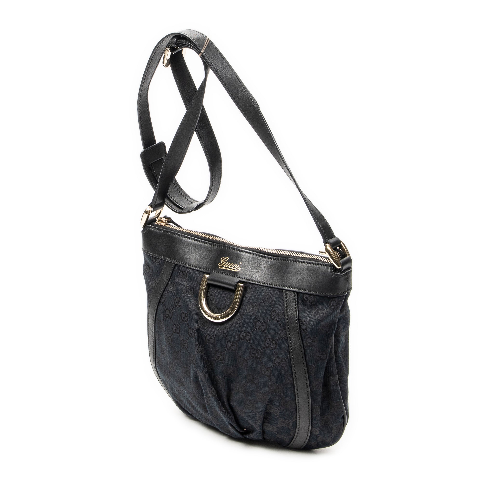 Shoulder Bag D Ring Messenger Black Monogrammed Canvas