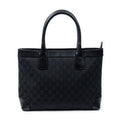 Shoulder Bag Zip Shopping Tote Black Monogrammed Canvas