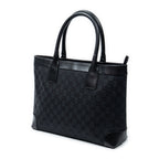 Shoulder Bag Zip Shopping Tote Black Monogrammed Canvas