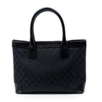 Shoulder Bag Zip Shopping Tote Black Monogrammed Canvas