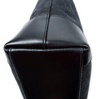 Shoulder Bag Zip Shopping Tote Black Monogrammed Canvas
