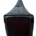 Bolso de hombro con cremallera, estilo tote, lona negra con monograma