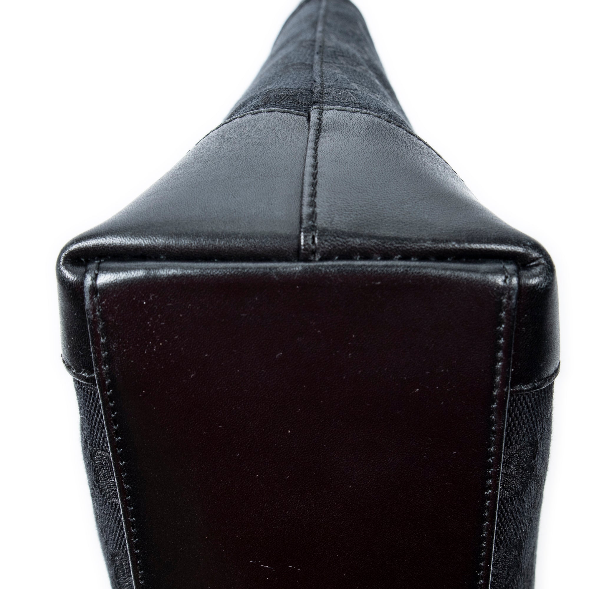 Bolso de hombro con cremallera, estilo tote, lona negra con monograma