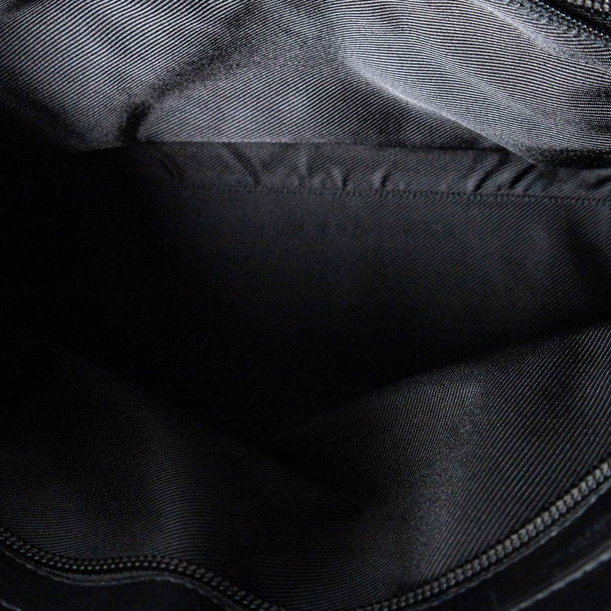 Shoulder Bag Zip Shopping Tote Black Monogrammed Canvas