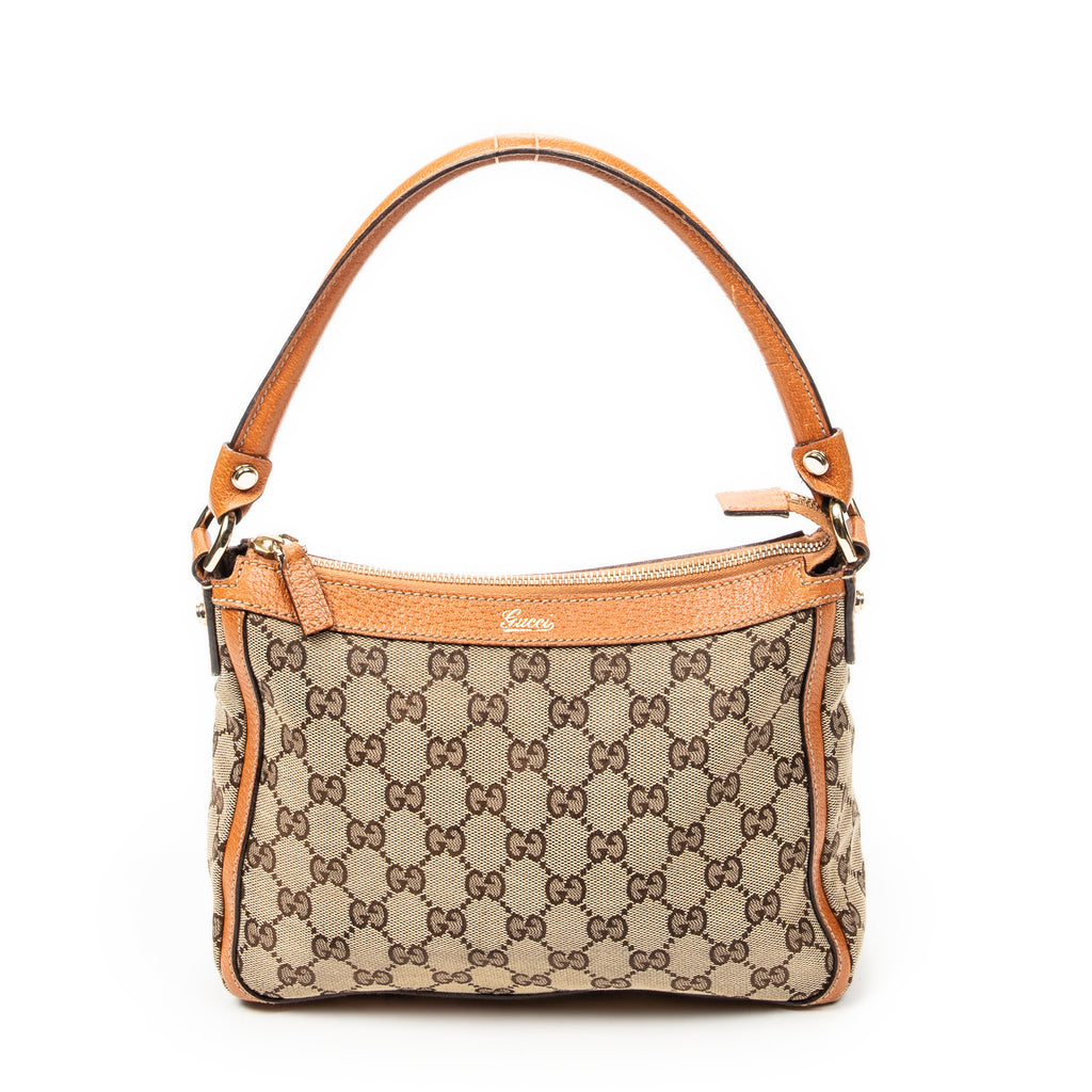 Shoulder Bag Small Abbey Top Handle Orange Monogrammed Canvas