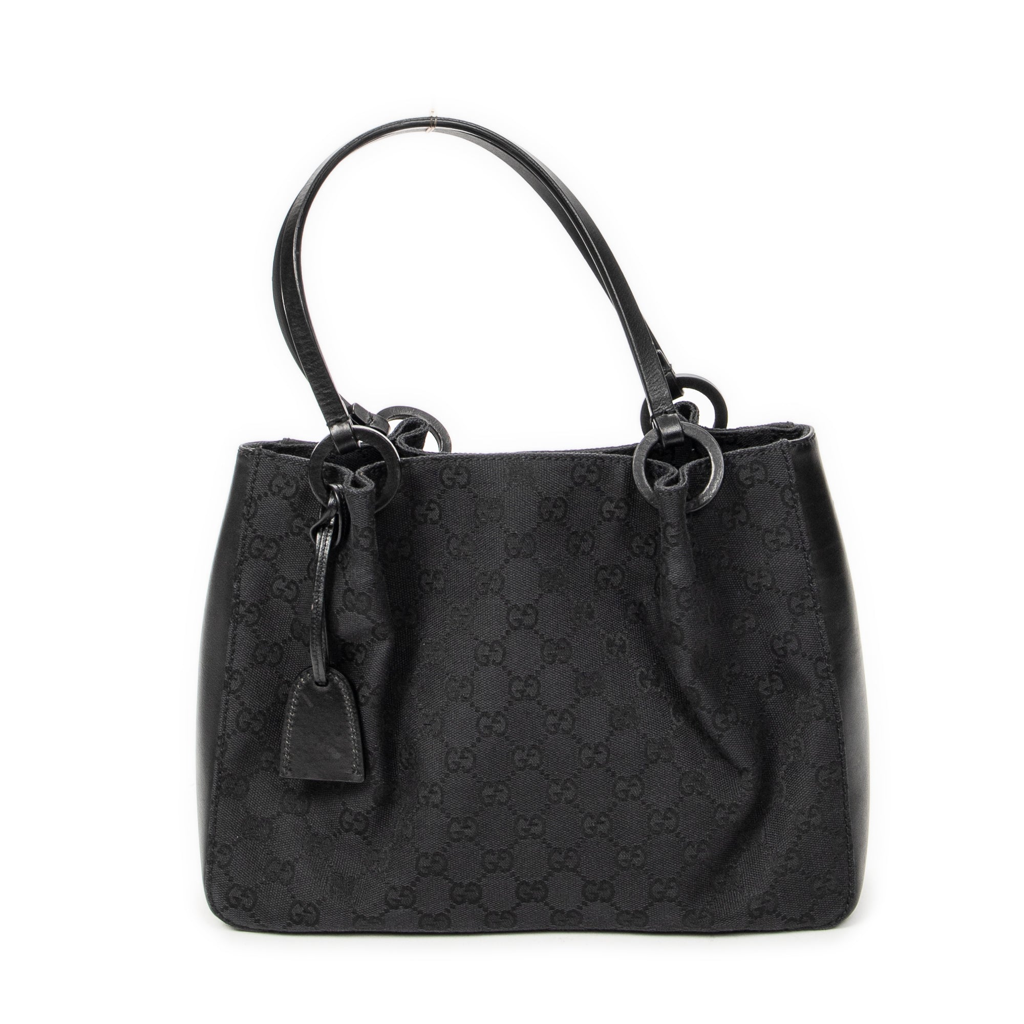 Shoulder Bag GG O-Ring Tote Black Monogrammed Canvas