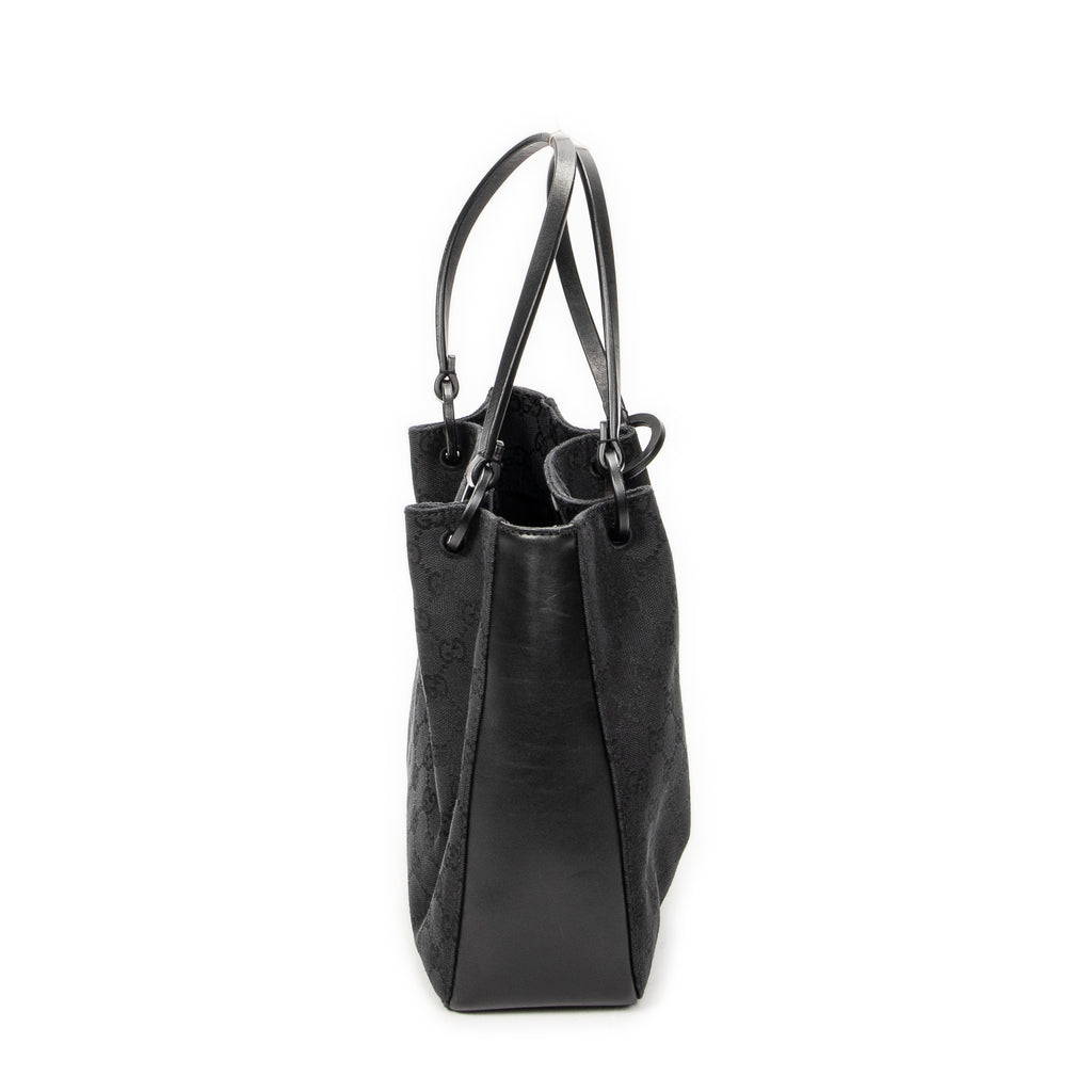 Shoulder Bag GG O-Ring Tote Black Monogrammed Canvas