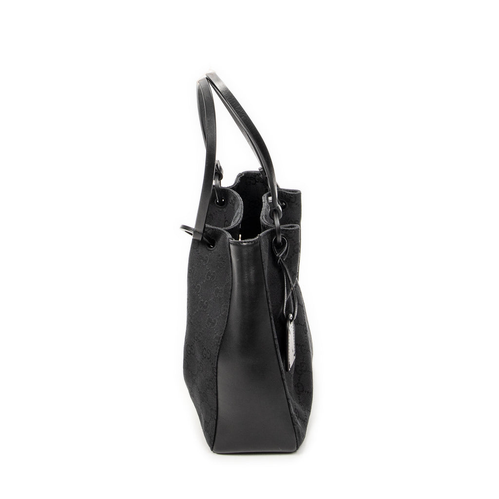 Shoulder Bag GG O-Ring Tote Black Monogrammed Canvas