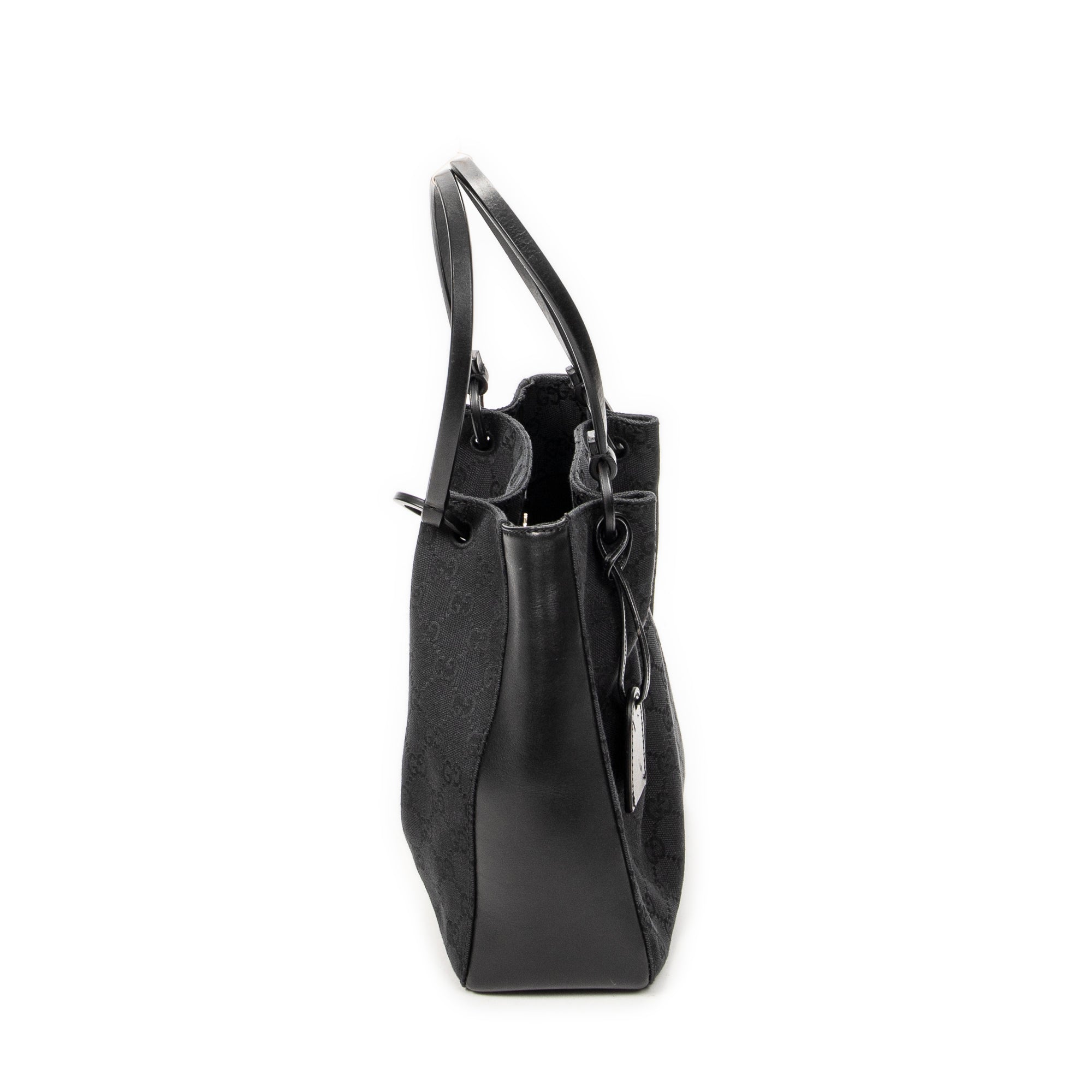 Shoulder Bag GG O-Ring Tote Black Monogrammed Canvas