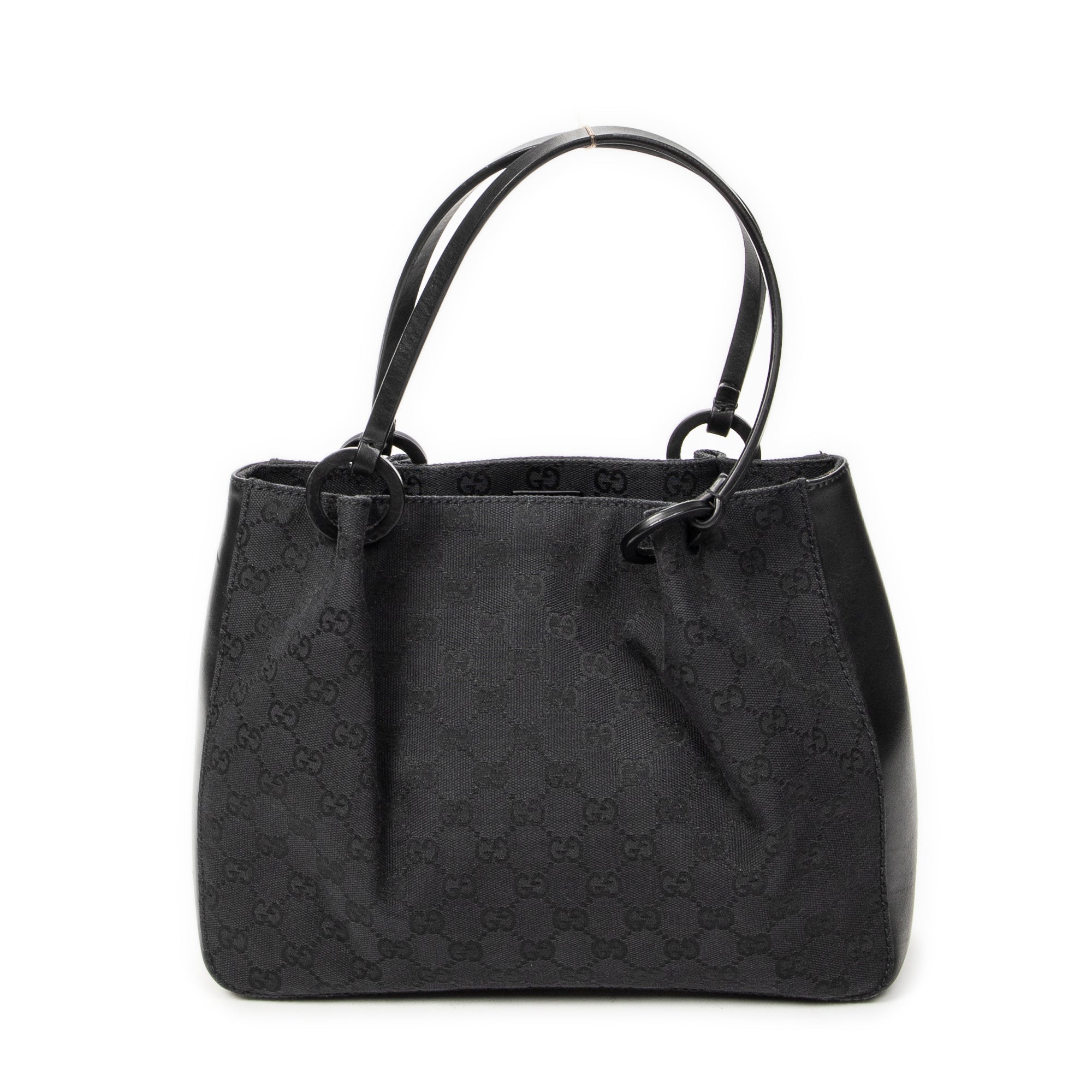 Shoulder Bag GG O-Ring Tote Black Monogrammed Canvas