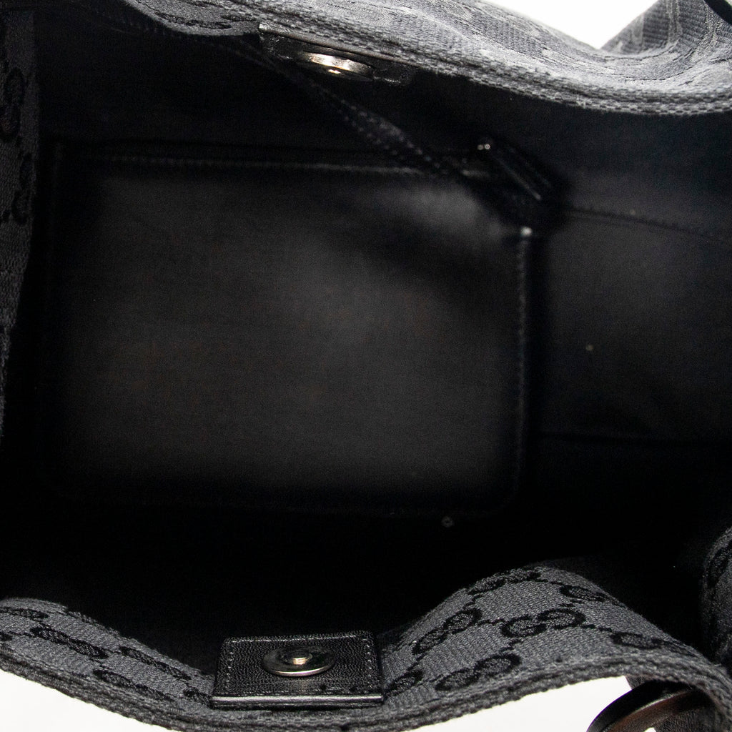 Shoulder Bag GG O-Ring Tote Black Monogrammed Canvas