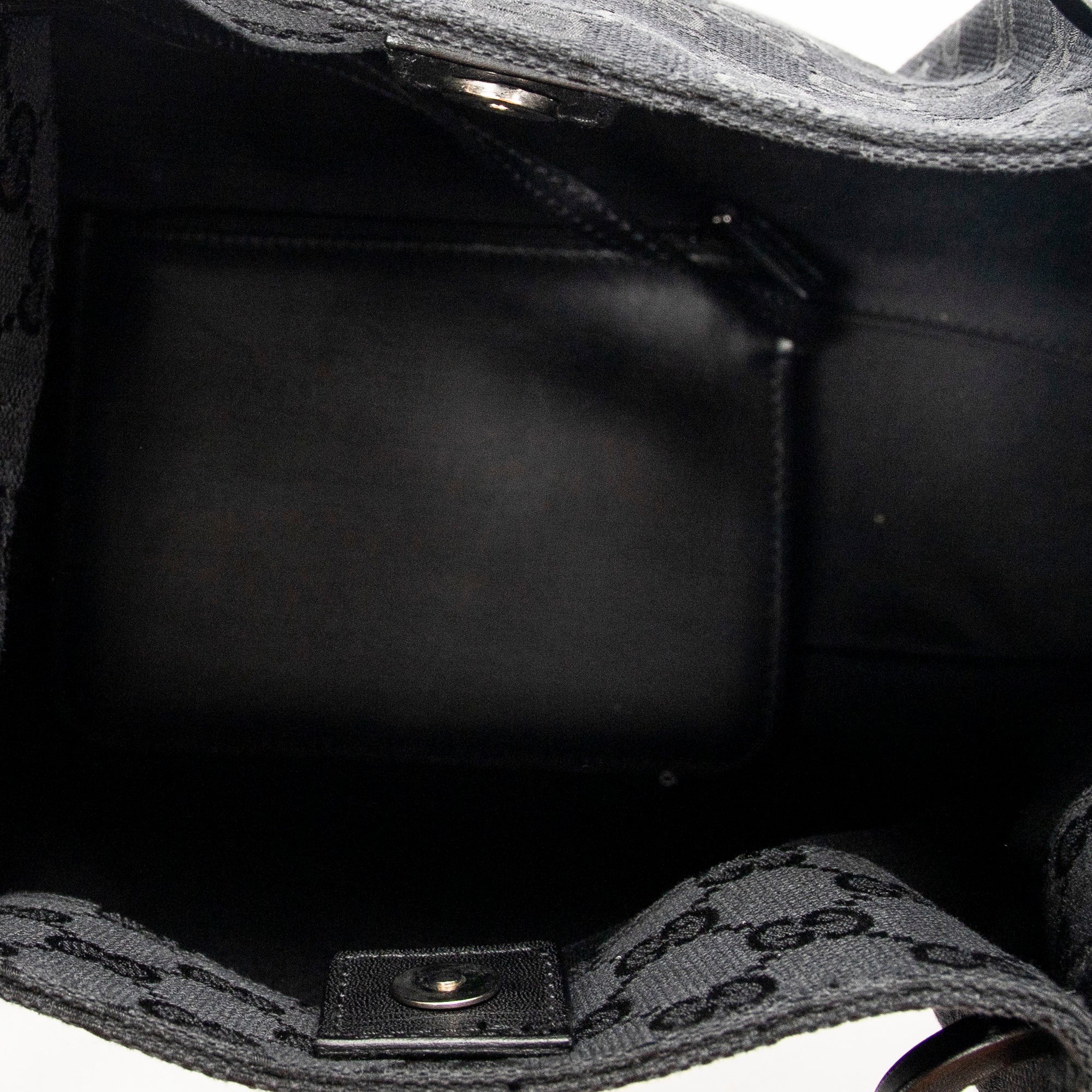 Shoulder Bag GG O-Ring Tote Black Monogrammed Canvas