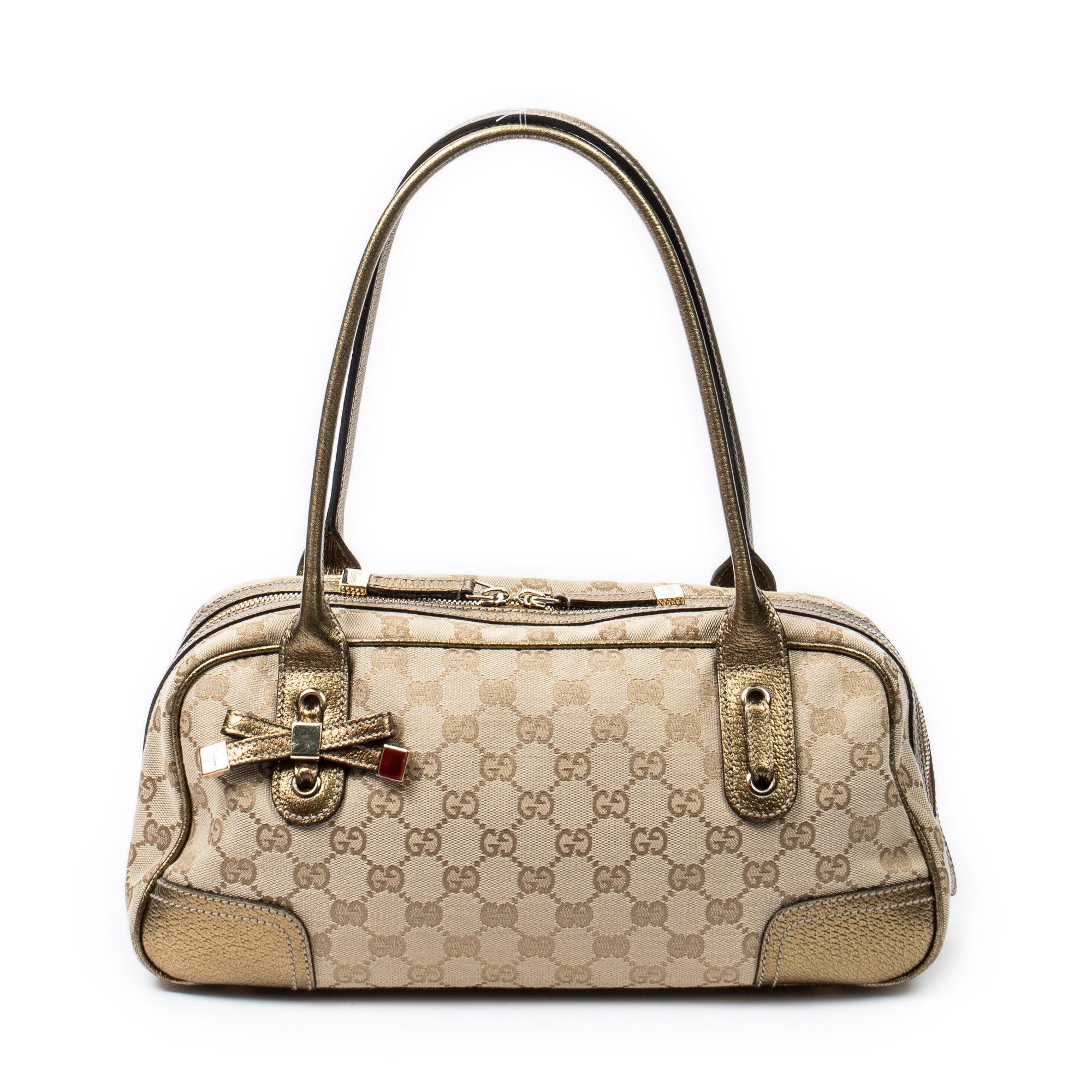 Shoulder Bag Princy Boston Beige Monogrammed Canvas
