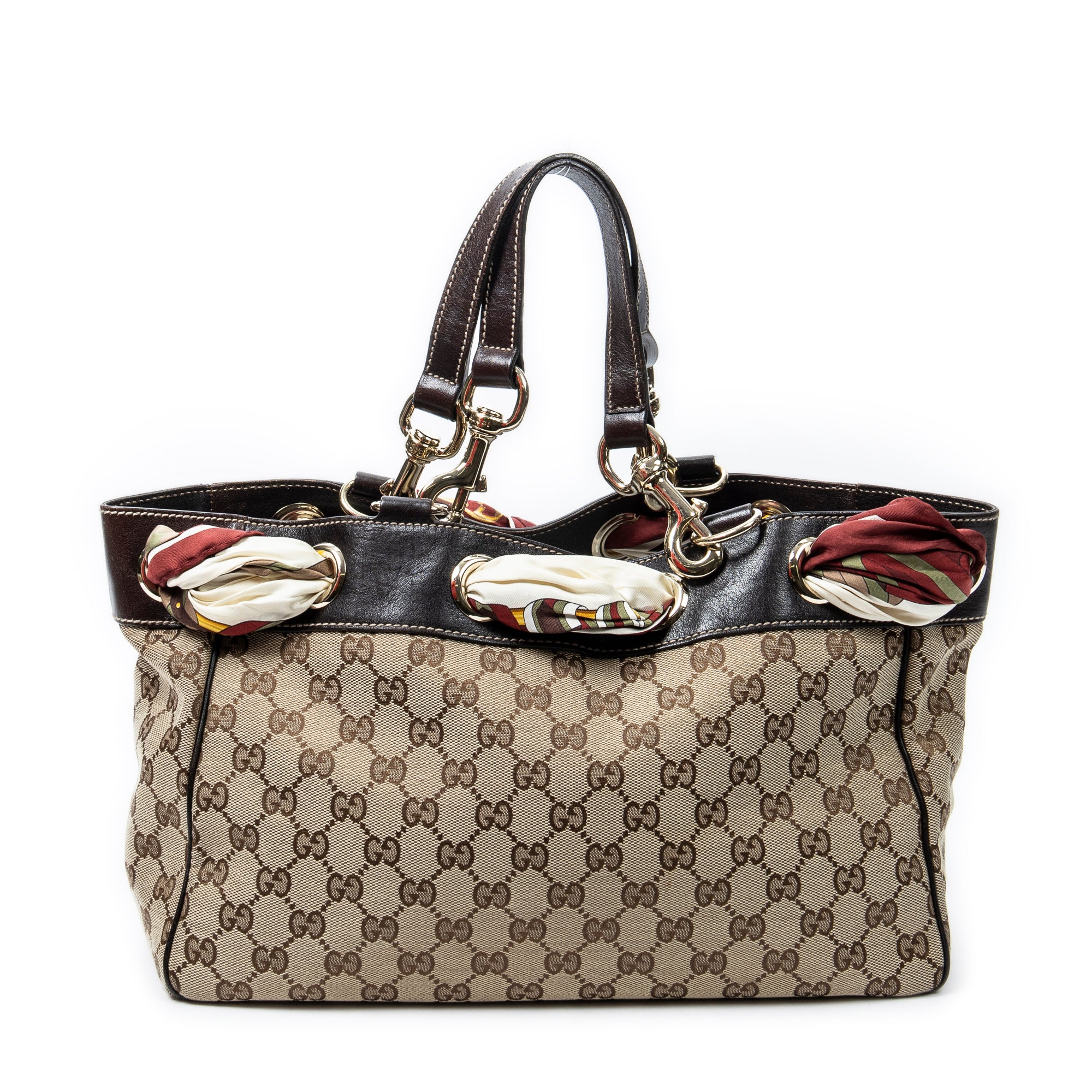 Shoulder Bag Medium Positano Scarf Tote Beige Monogrammed Canvas