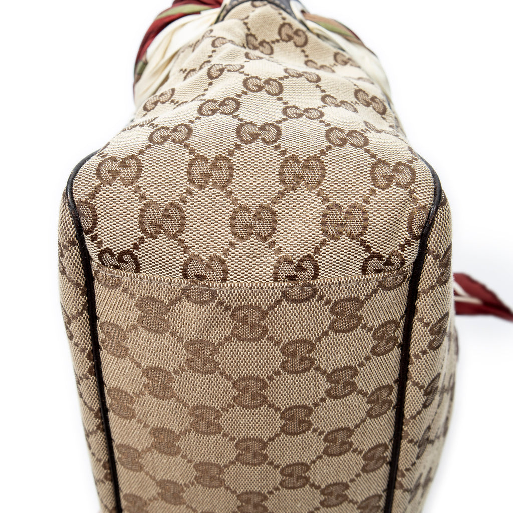 Shoulder Bag Medium Positano Scarf Tote Beige Monogrammed Canvas