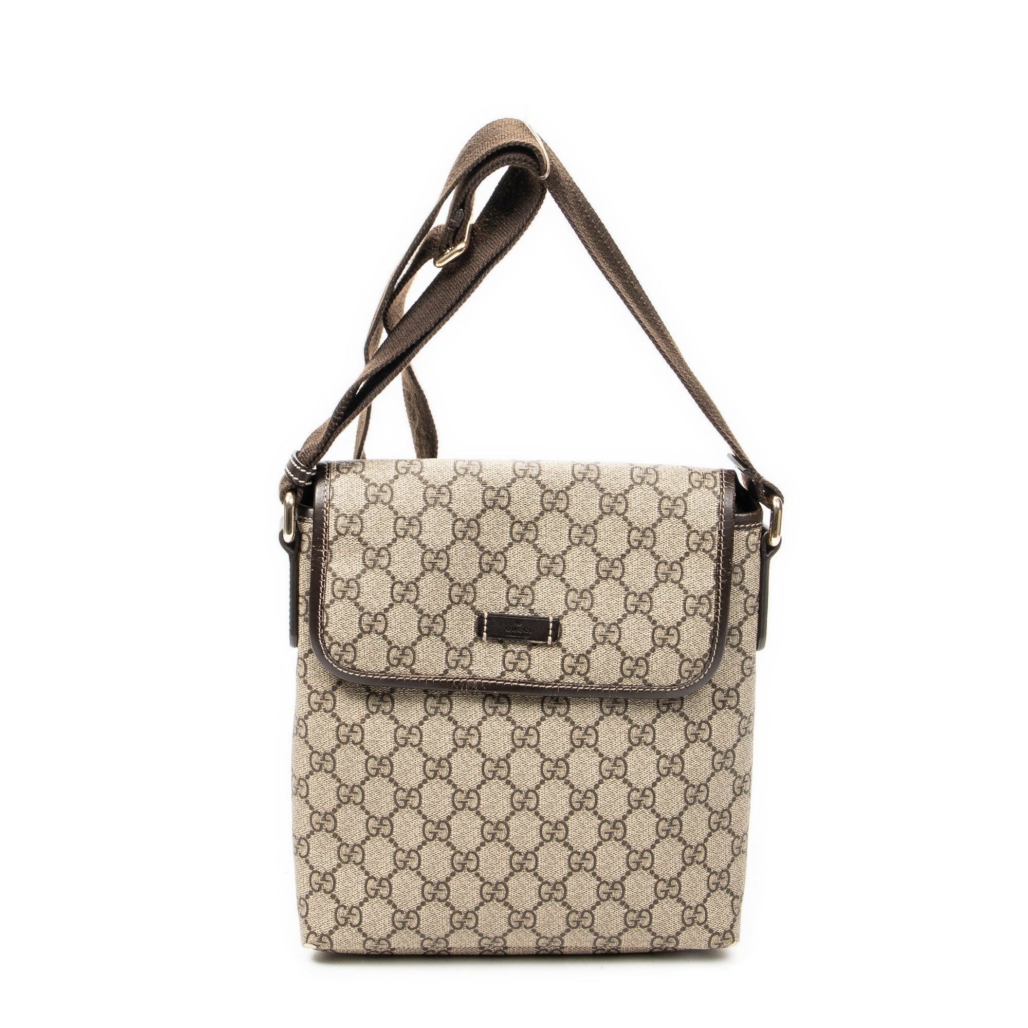 Shoulder Bag Small Flap Messenger Beige Supreme Coated Canvas