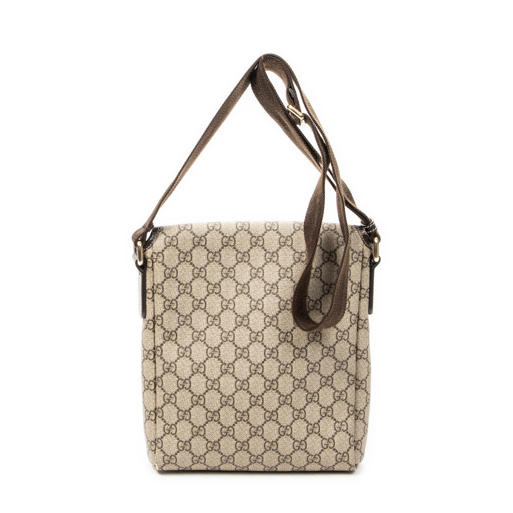 Bolso Bandolera Pequeño Solapa Mensajero Lona Revestida Supreme Beige
