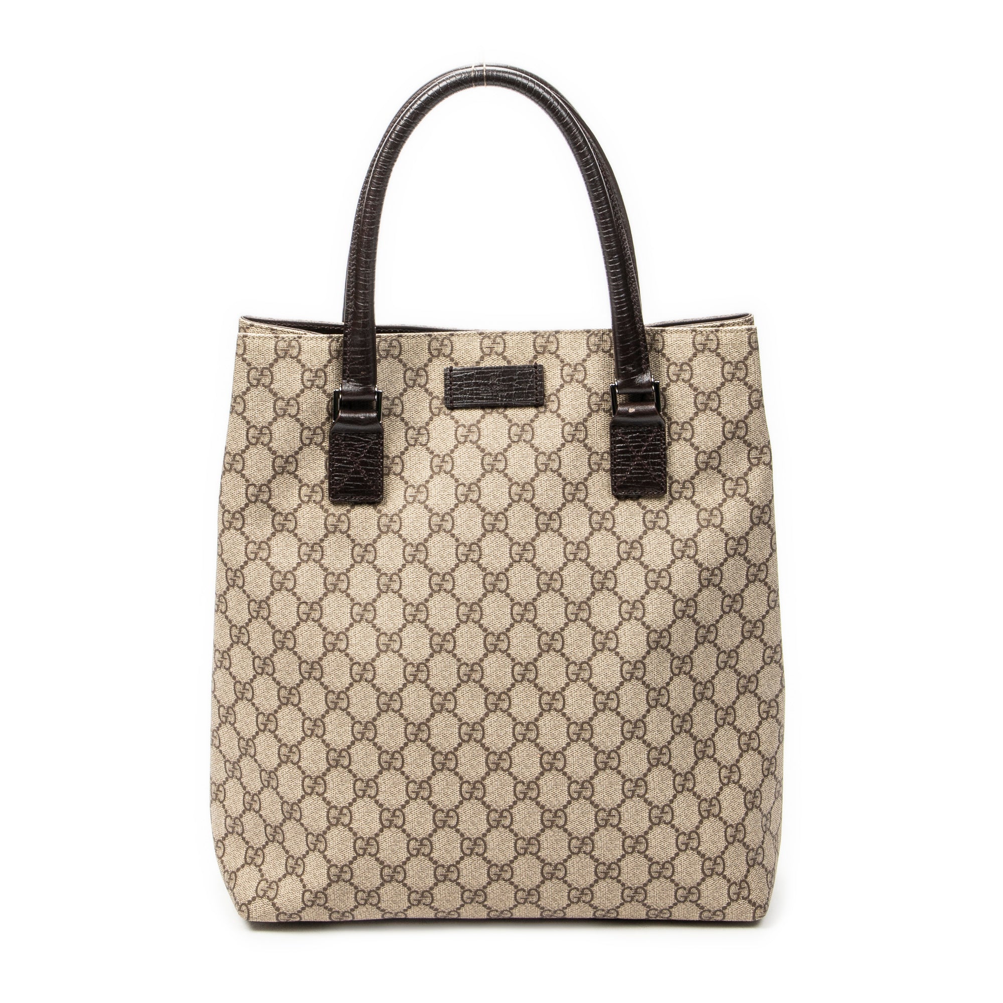 Handbag Vertical Tote Beige Monogrammed Canvas