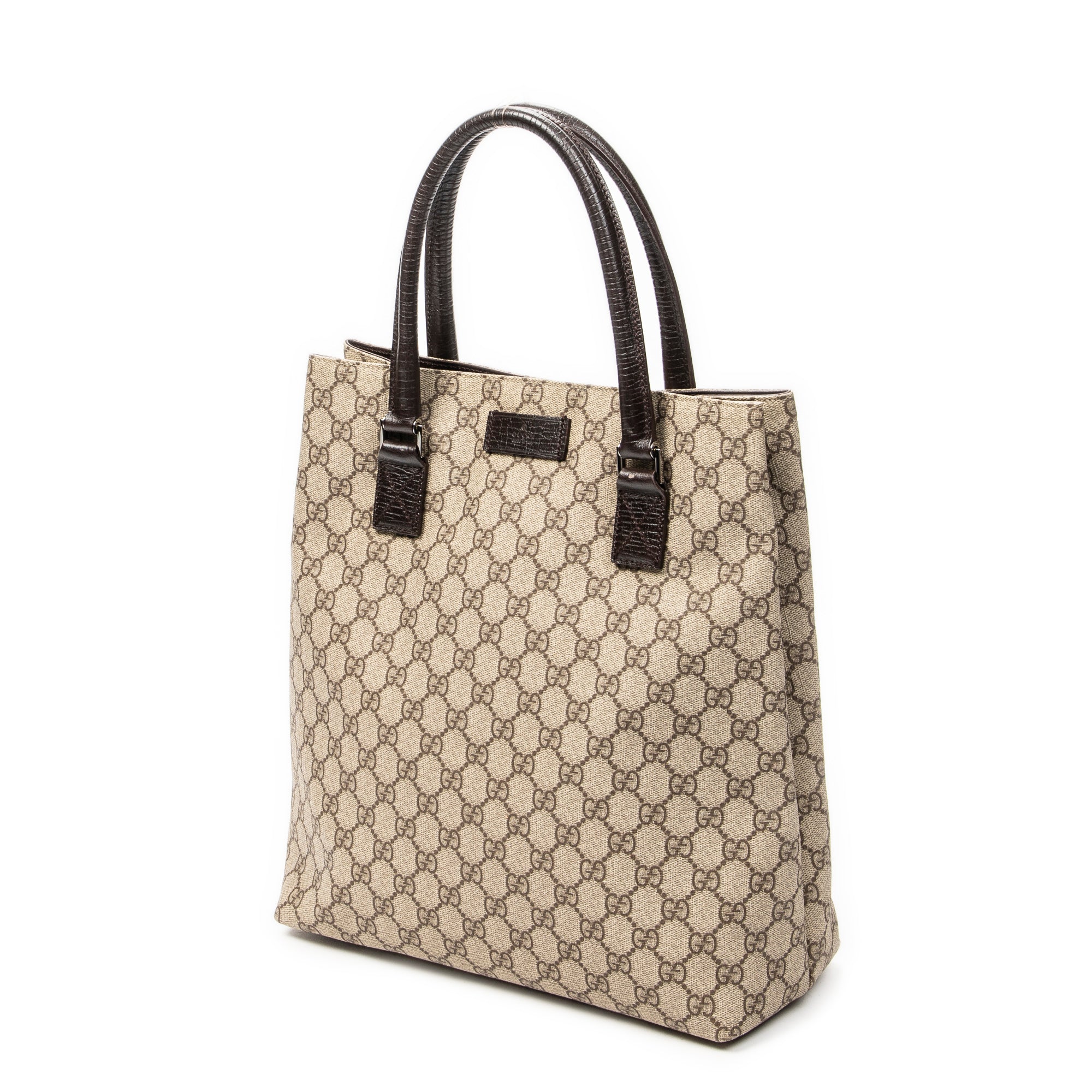 Handbag Vertical Tote Beige Monogrammed Canvas