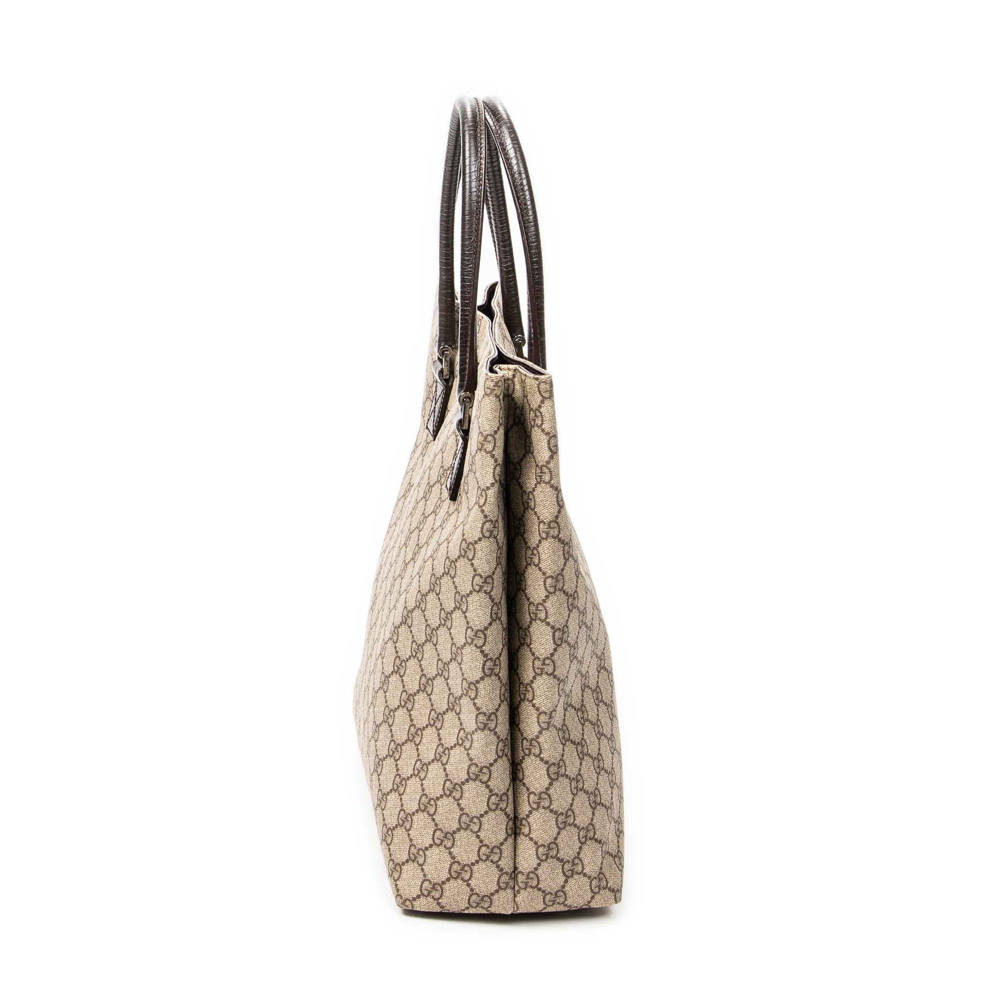 Handbag Vertical Tote Beige Monogrammed Canvas