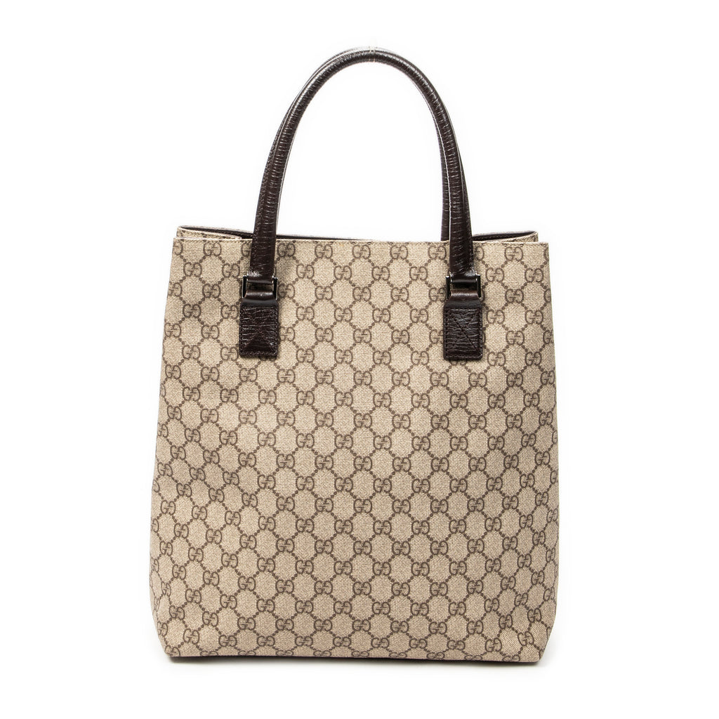 Handbag Vertical Tote Beige Monogrammed Canvas