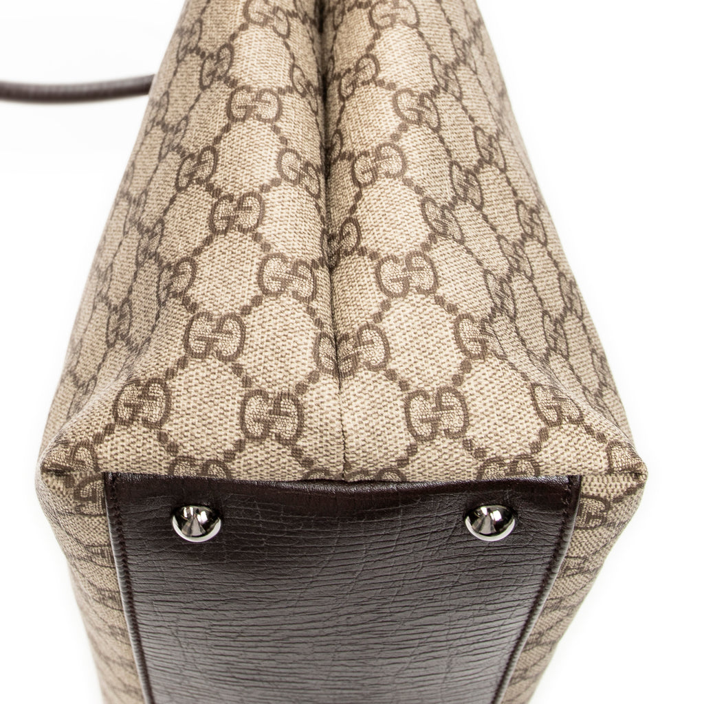Handbag Vertical Tote Beige Monogrammed Canvas