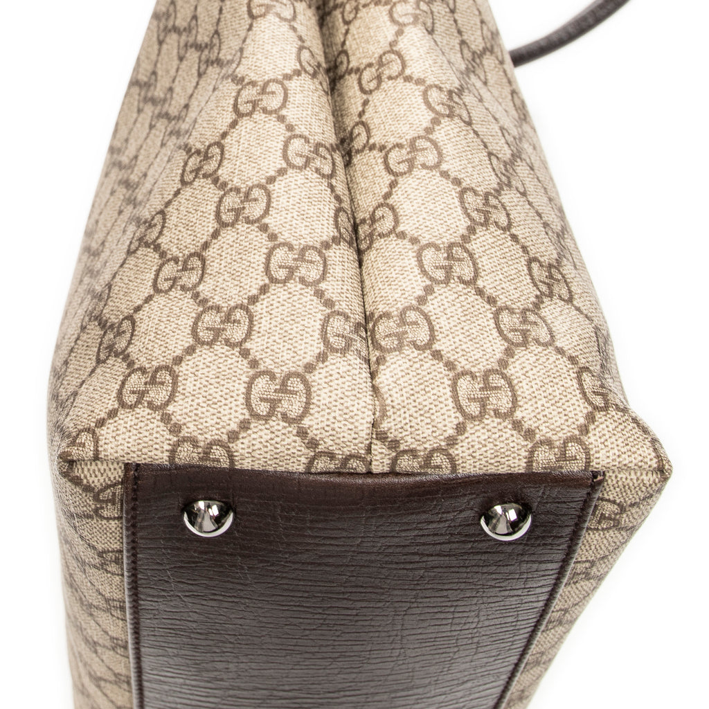 Handbag Vertical Tote Beige Monogrammed Canvas