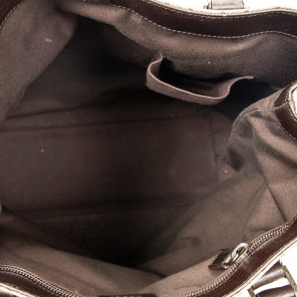 Handbag Vertical Tote Beige Monogrammed Canvas