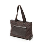 Bolso de hombro mediano con bolsillo frontal, estilo tote, lona de nailon monograma marrón oscuro