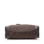 Bolso de hombro mediano con bolsillo frontal, estilo tote, lona de nailon monograma marrón oscuro