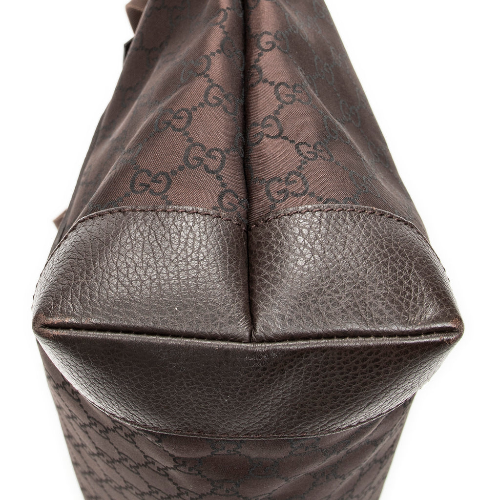 Shoulder Bag Medium Front Pocket Tote Dark Brown Monogrammed Nylon Canvas