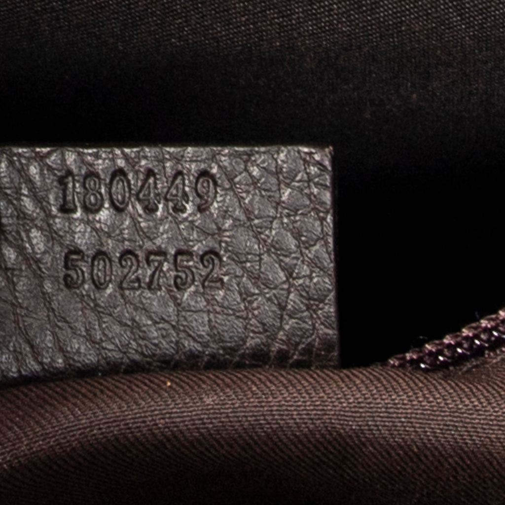 Bolso de hombro mediano con bolsillo frontal, estilo tote, lona de nailon monograma marrón oscuro