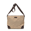 Bolso de hombro con cremallera, estilo mensajero, lona beige monogramada