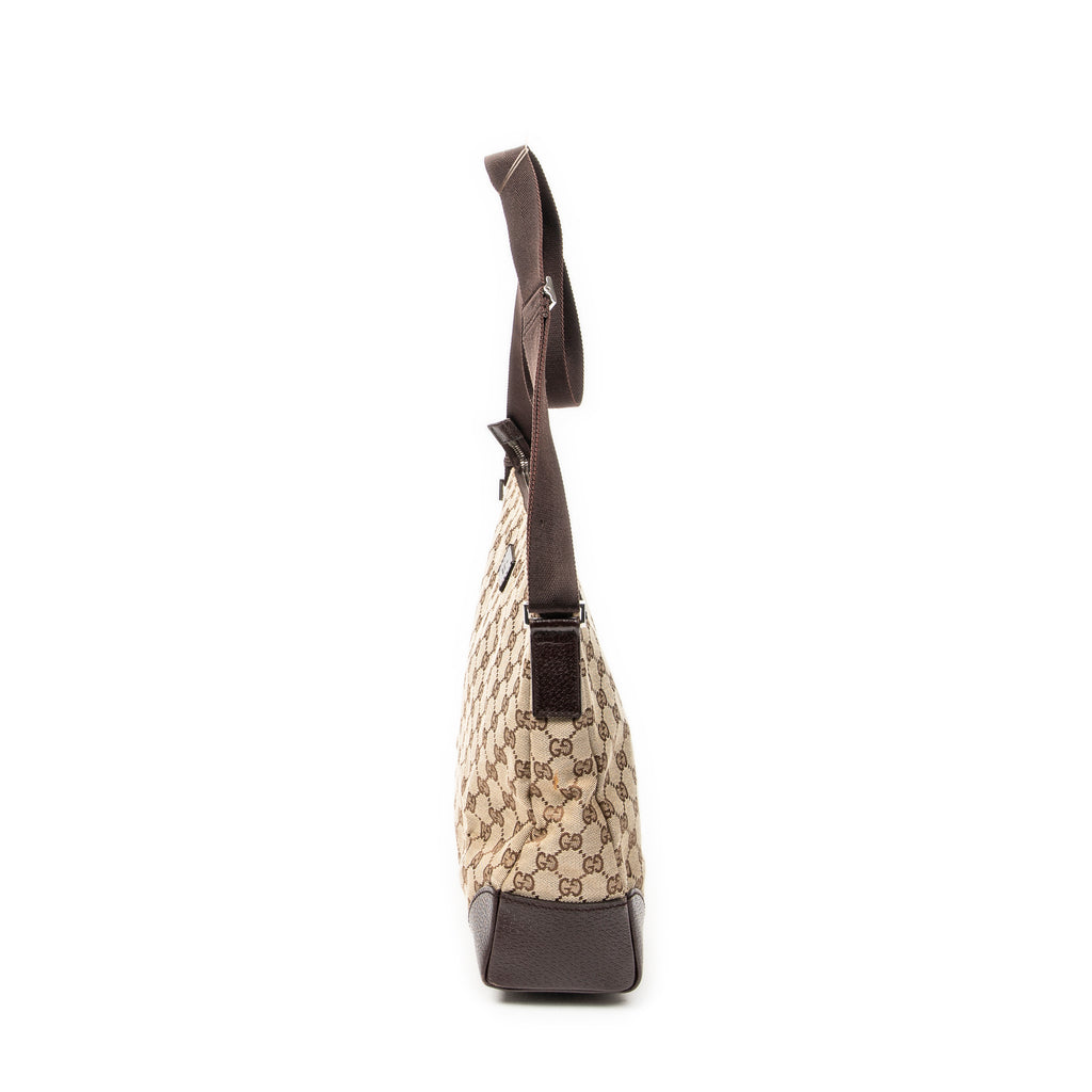 Shoulder Bag Zip Messenger Beige Monogrammed Canvas