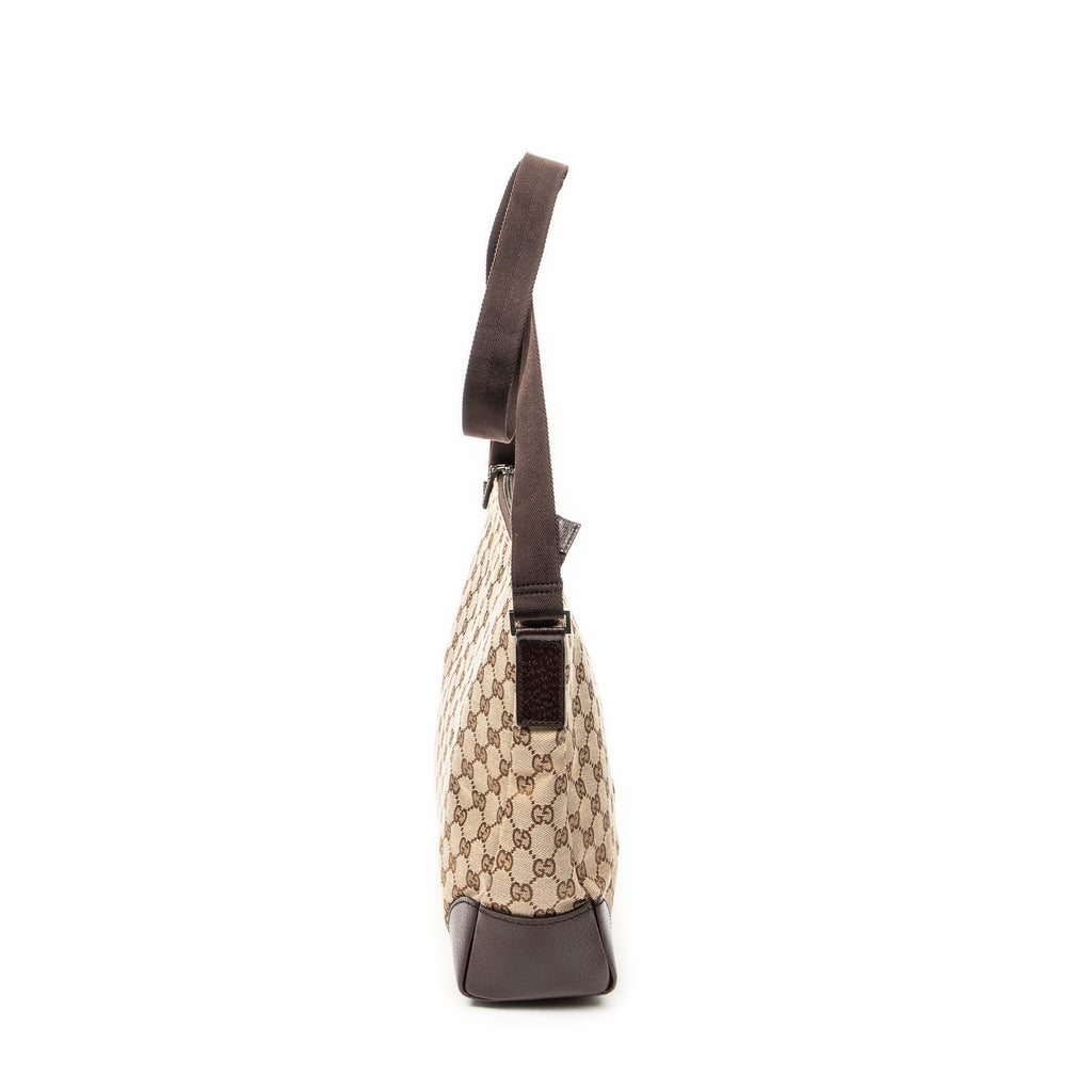 Shoulder Bag Zip Messenger Beige Monogrammed Canvas