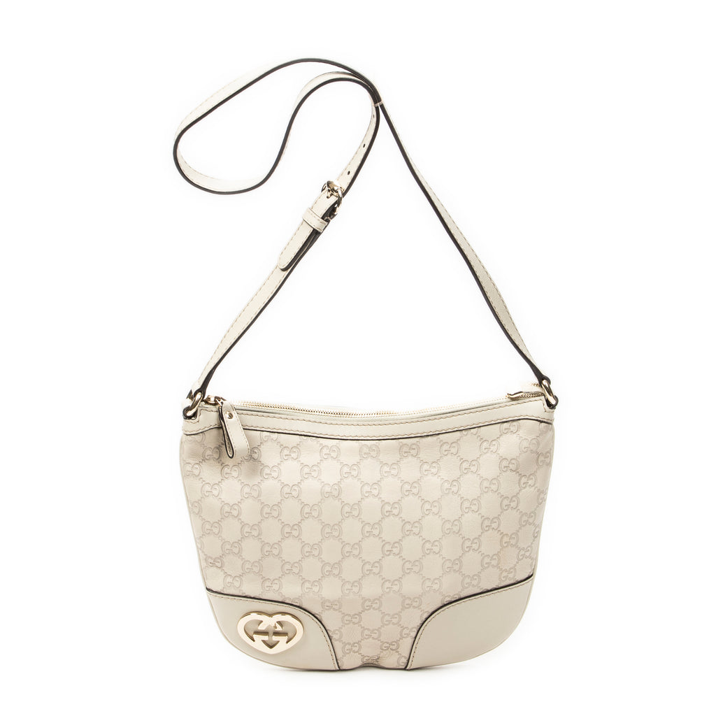 Shoulder Bag Lovely Heart Crossbody Ivory Guccissima Leather