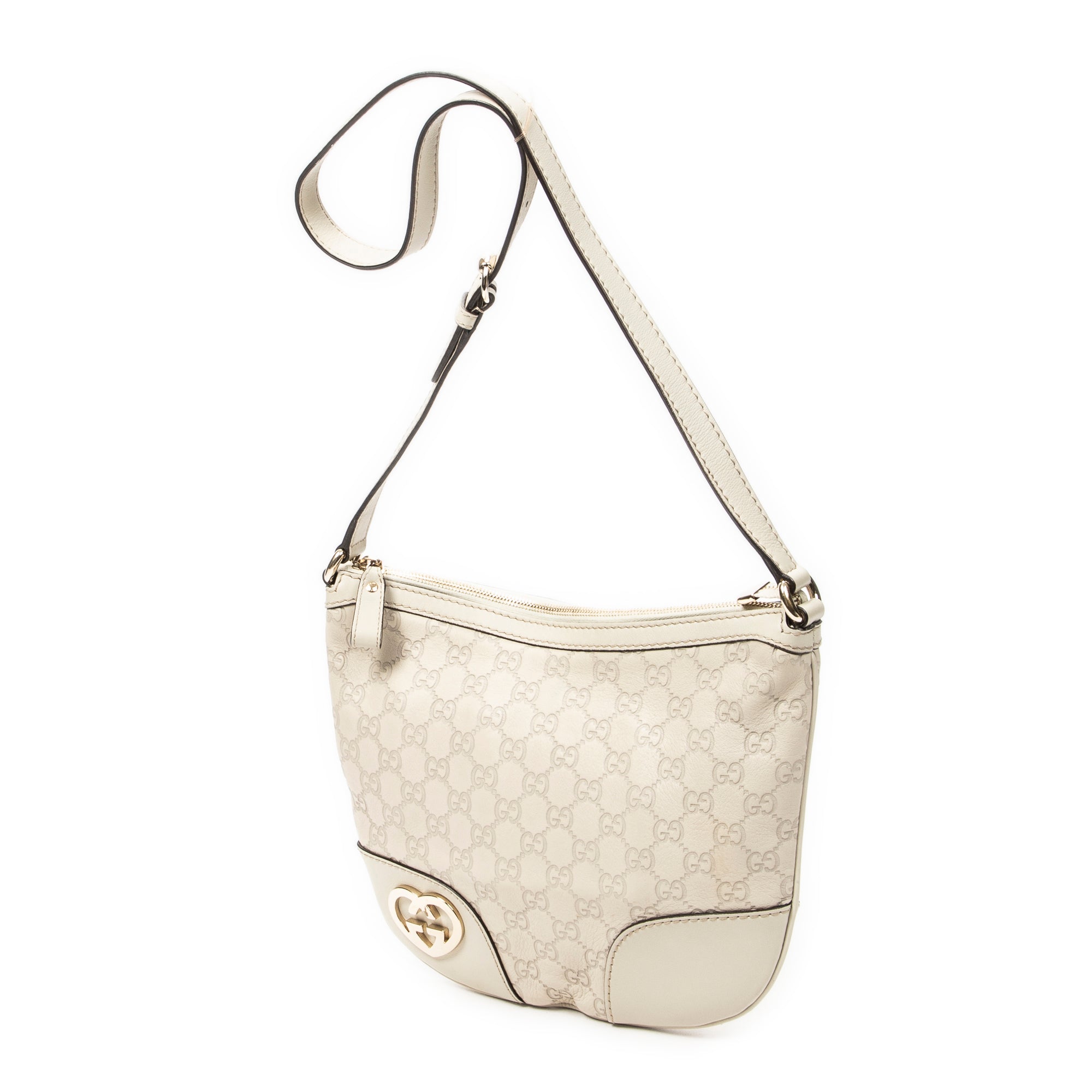 Shoulder Bag Lovely Heart Crossbody Ivory Guccissima Leather