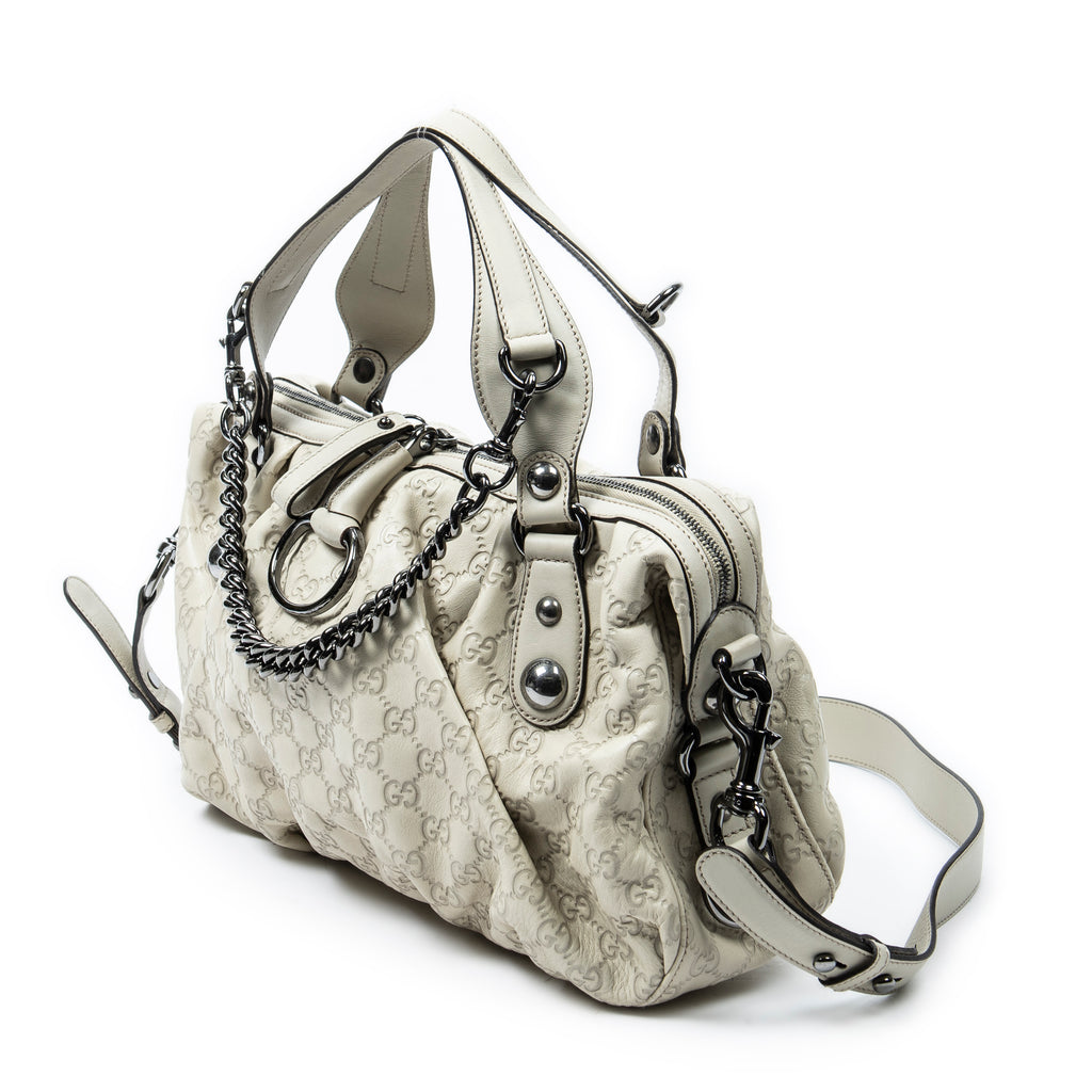 Shoulder Bag Medium Icon Bit Boston Ivory Guccissima Leather