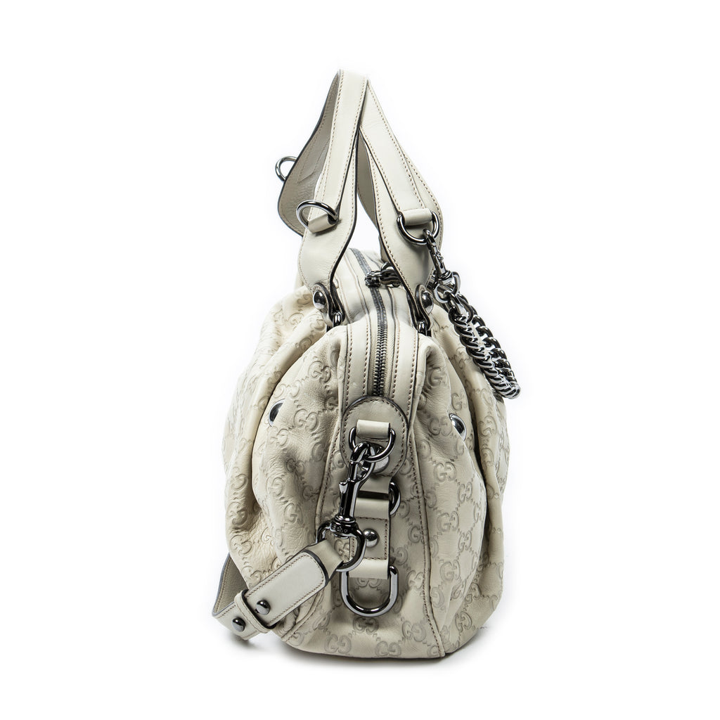 Shoulder Bag Medium Icon Bit Boston Ivory Guccissima Leather