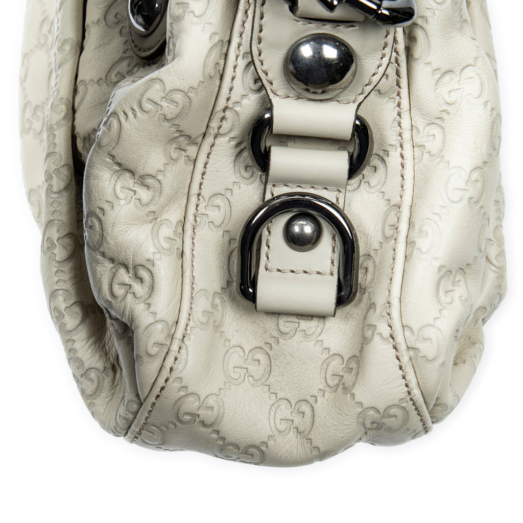Shoulder Bag Medium Icon Bit Boston Ivory Guccissima Leather