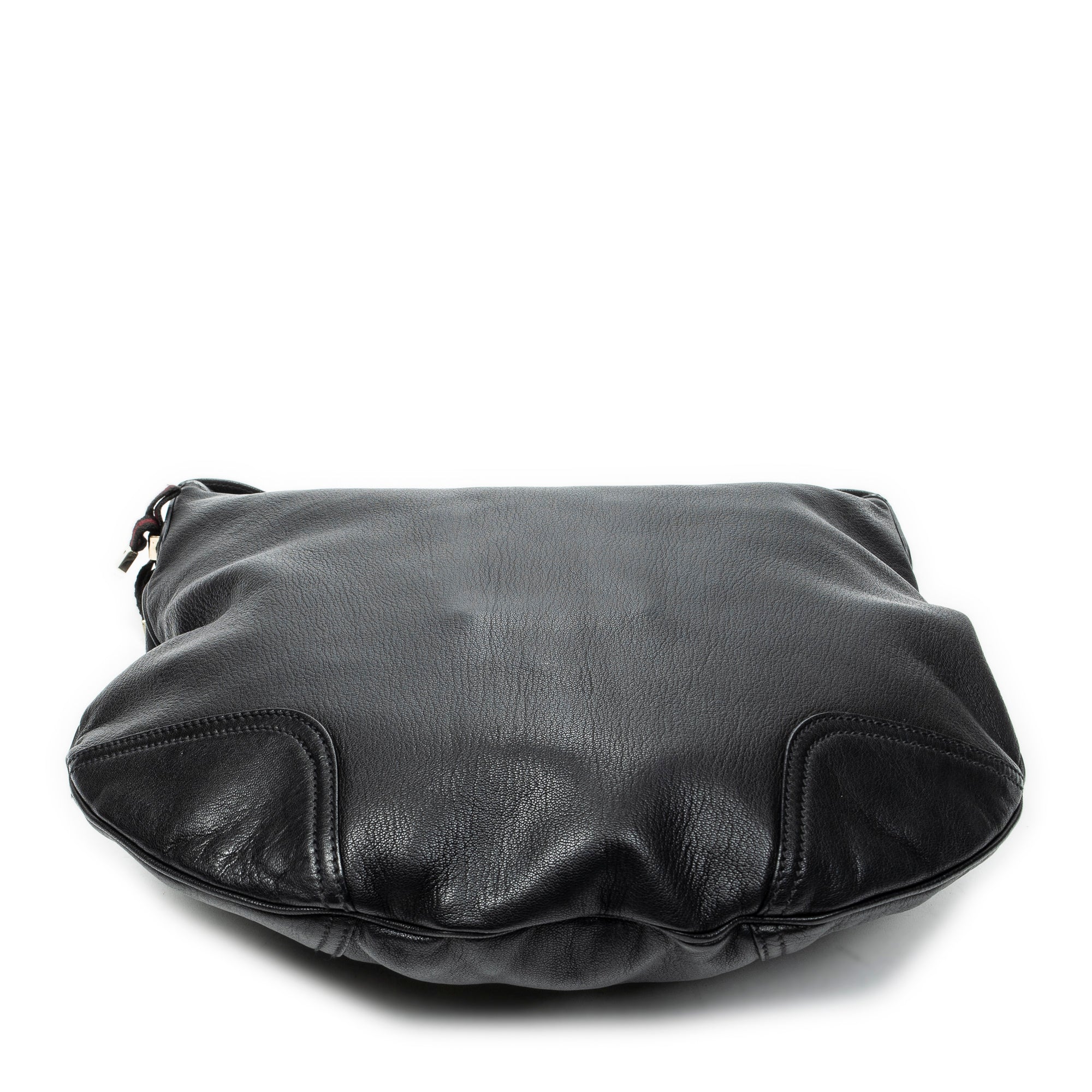 Bolso de hombro grande Web Princy Hobo de piel de becerro granulada negra
