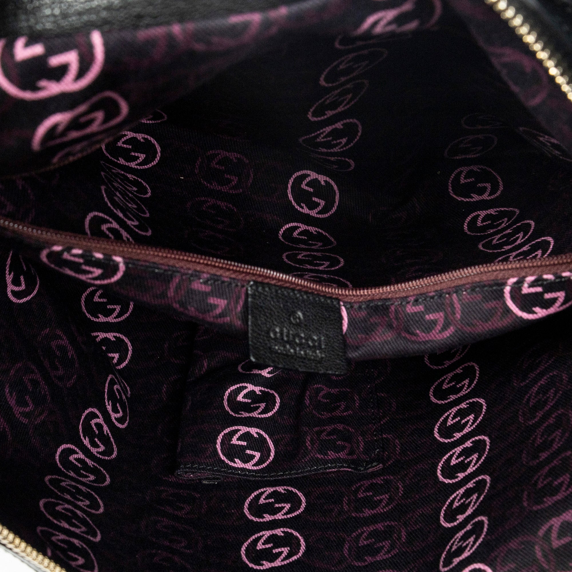 Shoulder Bag Large Web Princy Hobo Black Grained Calfskin Leather