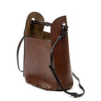 Shoulder Bag Bamboo Bucket Crossbody Dark Brown Calfskin Leather