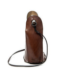 Shoulder Bag Bamboo Bucket Crossbody Dark Brown Calfskin Leather