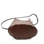 Shoulder Bag Bamboo Bucket Crossbody Dark Brown Calfskin Leather