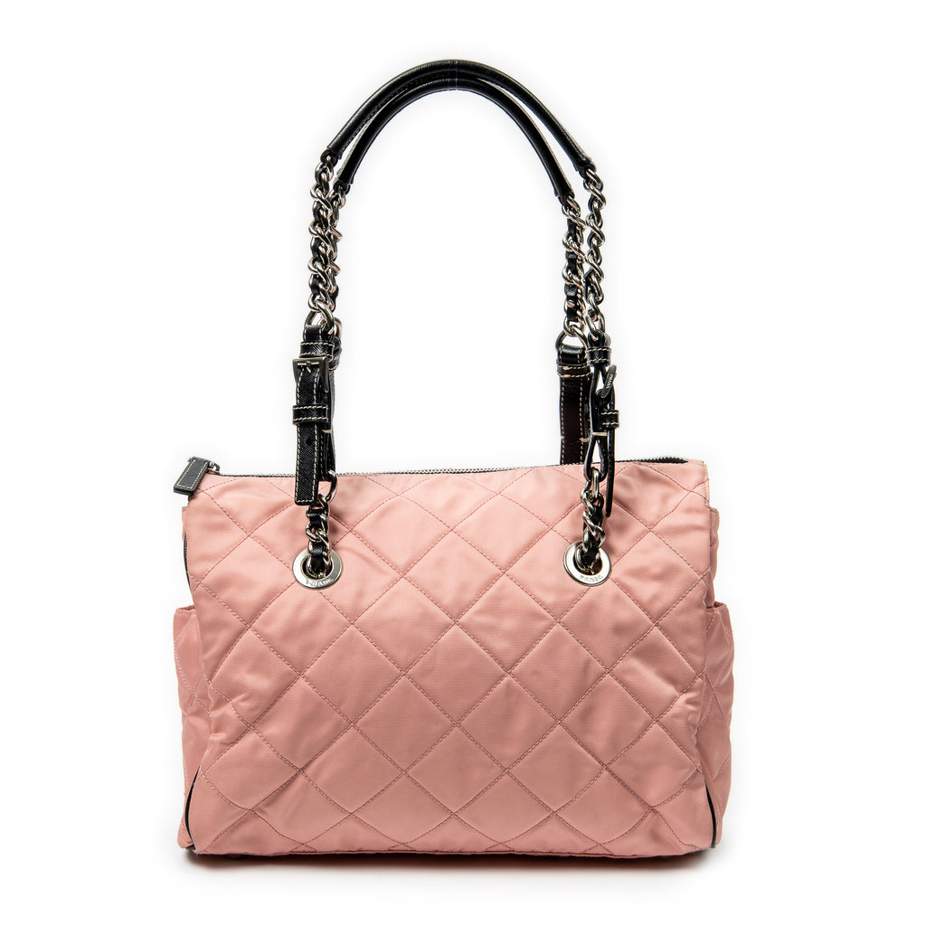 Prada - Sac fourre-tout zippé à chaîne - Rose/Noir