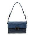 Shoulder Bag Sound Lock Flap Navy Saffiano Leather