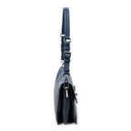 Shoulder Bag Sound Lock Flap Navy Saffiano Leather