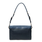 Shoulder Bag Sound Lock Flap Navy Saffiano Leather