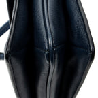 Shoulder Bag Sound Lock Flap Navy Saffiano Leather